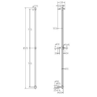 Полотенцесушитель электрический Margaroli Arcobaleno 516 Switch box Black matt DB 154x10 см чёрный матовый